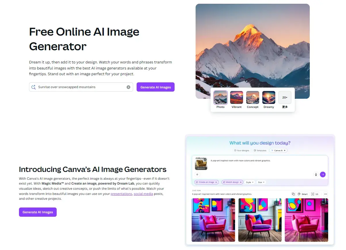 Canva's free AI Image Generator