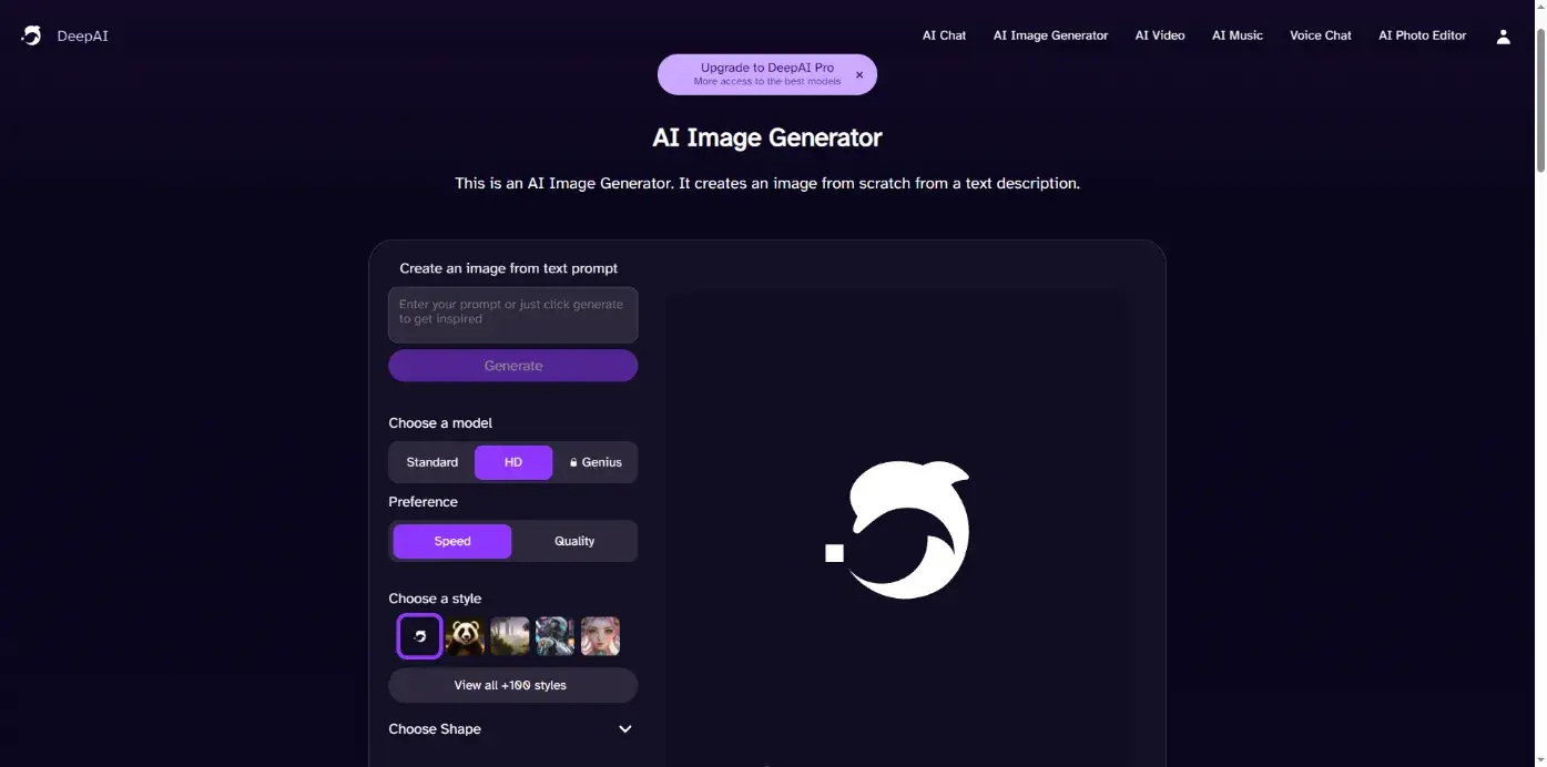 DeepAI's free AI Image Generator